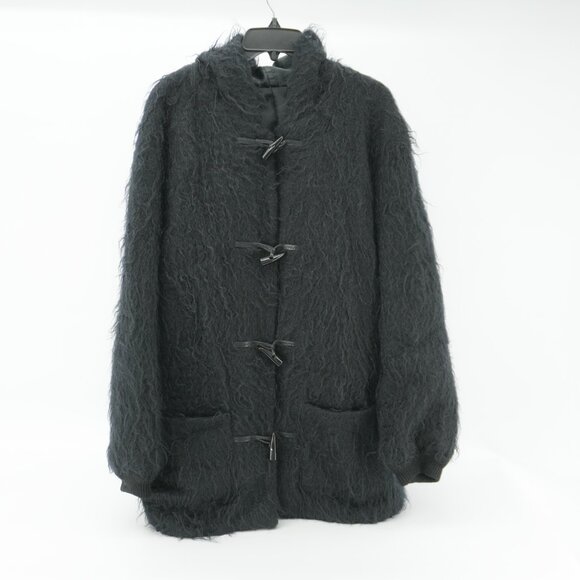 Vintage Shaggy MOHAIR SCOTTISH Wool Hooded Sweater Teddy Coat Size Large - Picture 5 of 12